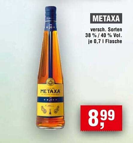 METAXA verschiedene Sorten 0,7 L Flasche