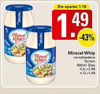 Miracel Whip verschiedene Sorten 500ml Glas