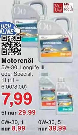 Motrenöl 5W-30, Longlife III oder Special, 1l