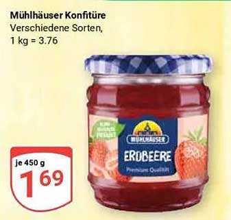 Mühlhäuser Konfitüre Erdbeere 450 g - Premium Qualität