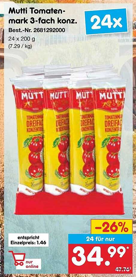 Mutti Tomatenmark 3-fach konz. 24 x 200 g