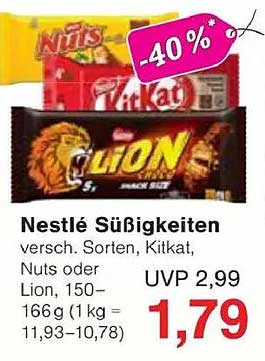 Nestlé Süßigkeiten - Verschiedene Sorten wie KitKat, Nuts oder Lion
