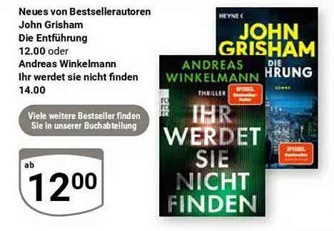 Neues von Bestsellerautoren - John Grisham und Andreas Winkelmann