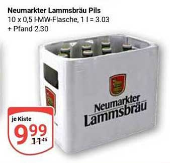 Neumarkter Lammsbräu Pils - Kiste mit 10 x 0,5 l Flaschen
