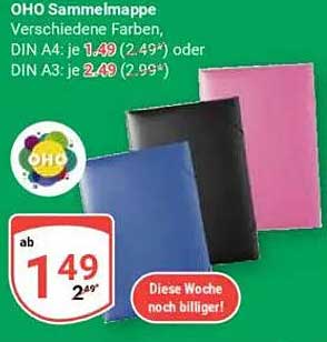 OHO Sammelmappe - Verschiedene Farben in DIN A4 und DIN A3