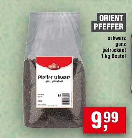 Orient Pfeffer - schwarz, ganz, getrocknet 1 kg Beutel