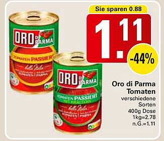 Oro di Parma Tomaten - Verschiedene Sorten