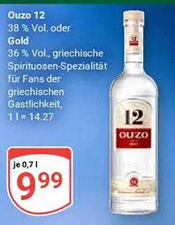 Ouzo 12 38 % Vol. oder Gold 36 % Vol.