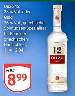 Ouzo 12 38% Vol. oder Gold 36% Vol.