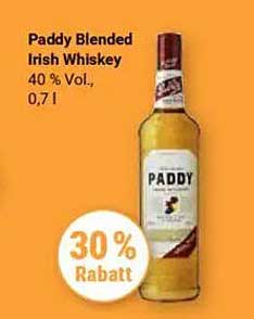 Paddy Blended Irish Whiskey 0,7 l - 30 % Rabatt!