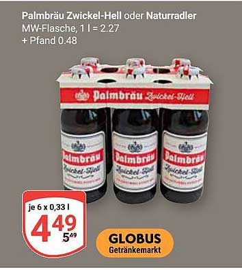 Palmbräu Zwickel-Hell oder Naturradler