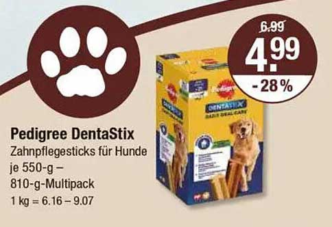 Pedigree DentaStix Zahnpflegesticks für Hunde 550-g, 810-g-Multipack