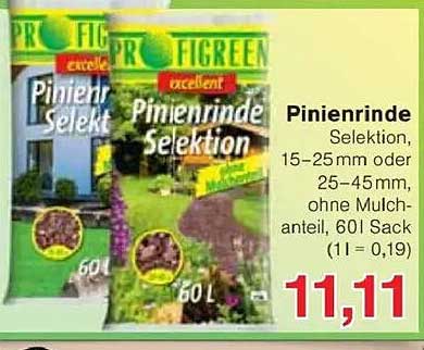 Pinienrinde Selektion, 15-25 mm oder 25-45 mm, ohne Mulchanteil, 60l Sack