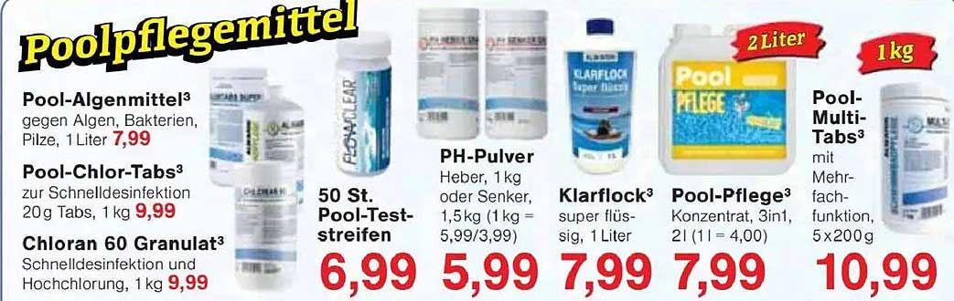 Pool-Algenmittel gegen Algen, Bakterien, Pilze, 1 Liter für 7,99