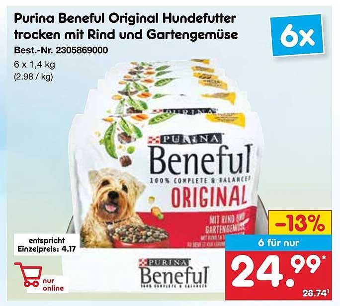 Purina Beneful Original Hundefutter trocken mit Rind und Gartengemüse