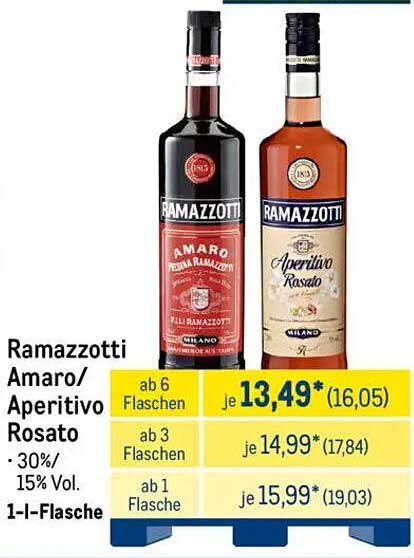 Ramazzotti Amaro/Aperitivo Rosato ab 13,49€