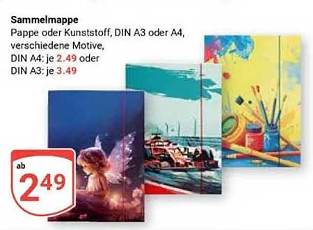 Sammelmappe aus Pappe oder Kunststoff, DIN A3 oder A4