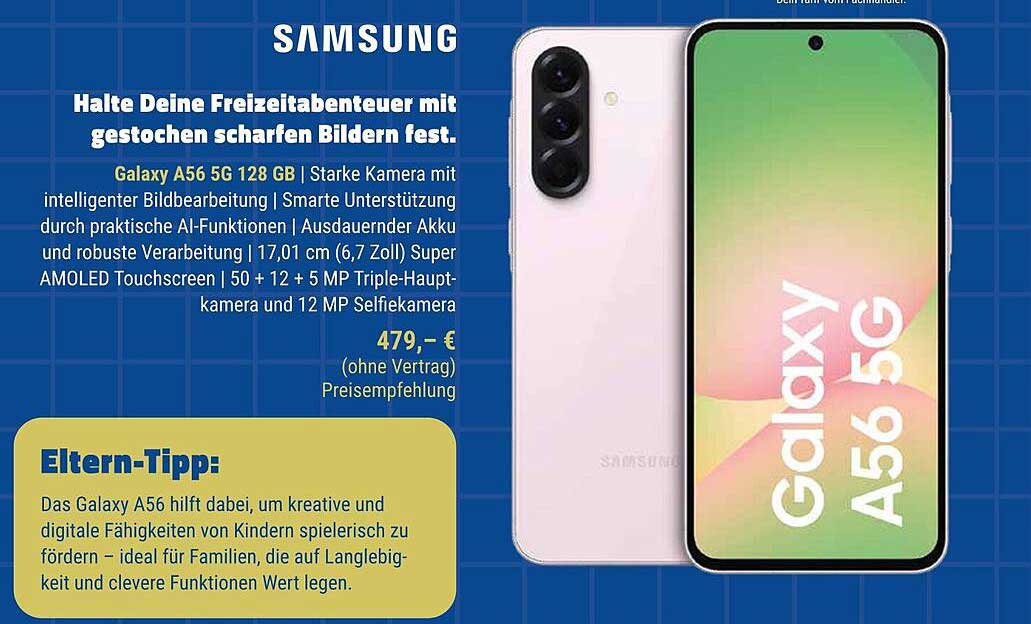 Samsung Galaxy A56 5G 128 GB – Halte Deine Freizeitabenteuer mit gestochen scharfen Bildern fest.