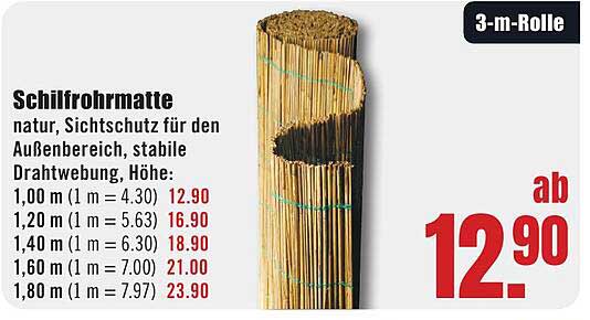 Schilfrohrmatte natur, Sichtschutz für den Außenbereich, stabile Drahtwebung