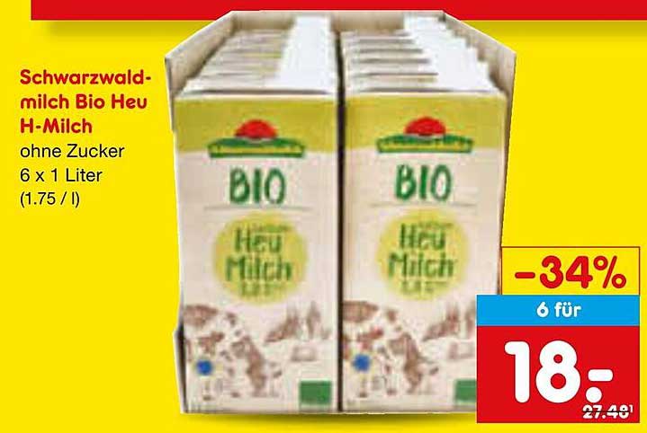 Schwarzwaldmilch Bio Heu H-Milch 6 x 1 Liter
