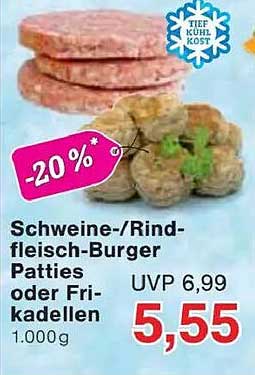 Schweine-/Rindfleisch-Burger Patties oder Frikadellen 1.000g