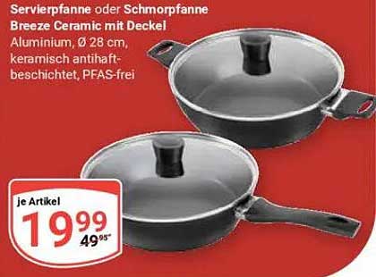 Servierpfanne oder Schmorpfanne Breeze Ceramic mit Deckel