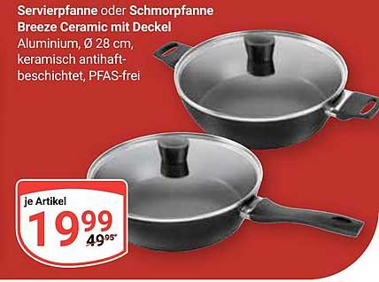 Servierpfanne oder Schmorpfanne Breeze Ceramic mit Deckel