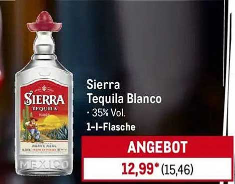 Sierra Tequila Blanco 1-Liter-Flasche - 35% Vol.