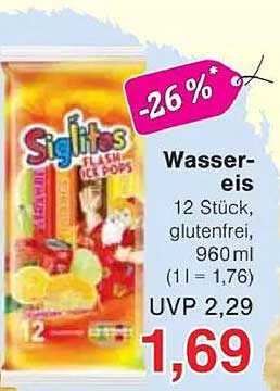 Siglitos Wasser-Eis 12 Stück glutenfrei, 960 ml