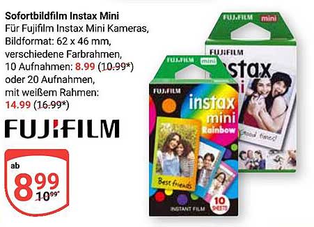 Sofortbildfilm Instax Mini für Fujifilm Instax Mini Kameras