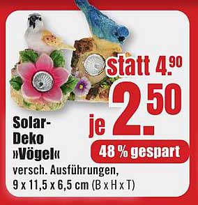 Solar-Deko "Vögel" - vielfältige Ausführungen zum unschlagbaren Preis