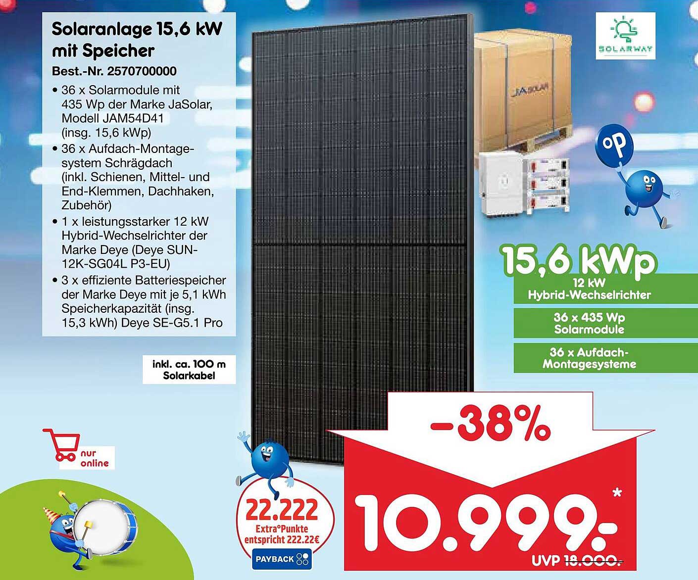 Solaranlage 15,6 kW mit Speicher