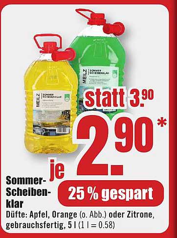 Sommer-Scheiben-klar je 5l für nur 2,90 statt 3,90