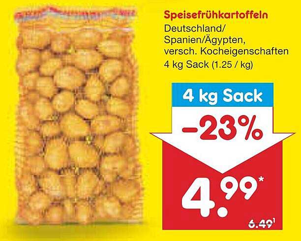 Speisefrühkartoffeln 4 kg Sack -23%