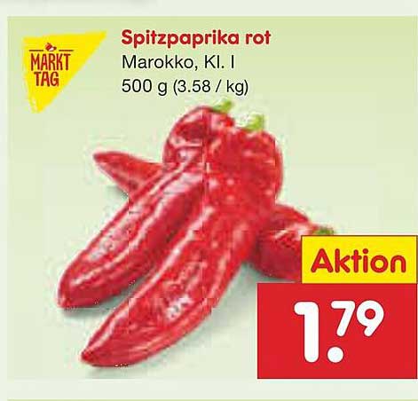 Spitzpaprika rot – Marokko, Kl. I, 500 g