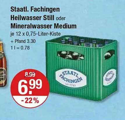 Staatl. Fachingen Heilwasser Still oder Mineralwasser Medium - 12 x 0,75-Liter-Kiste