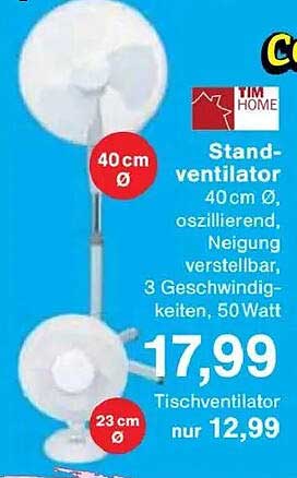Standventilator 40 cm Ø und Tischventilator 23 cm