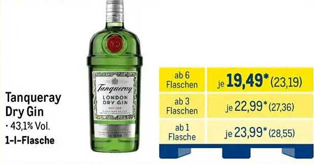 Tanqueray Dry Gin 1 Liter - Jetzt im Angebot!