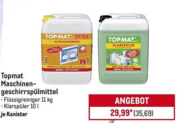 Topmat Maschinen-Geschirrspülmittel Set – 11 kg Flüssigreinigung & Klarspüler 10 l