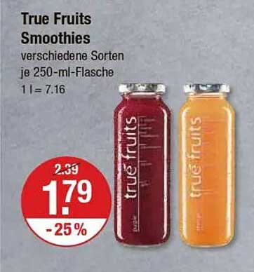 True Fruits Smoothies - verschiedene Sorten je 250-ml-Flasche