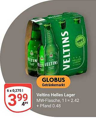 Veltins Helles Lager 6 x 0,275 l
