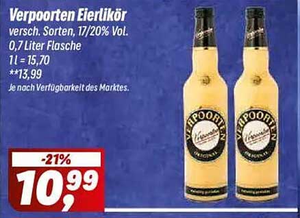 Verpoorten Eierlikör - 0,7 Liter Flasche, 17/20% Vol.
