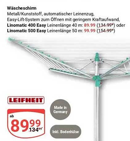 Wäscheständer Linomatic 400 Easy oder 500 Easy von Leifheit
