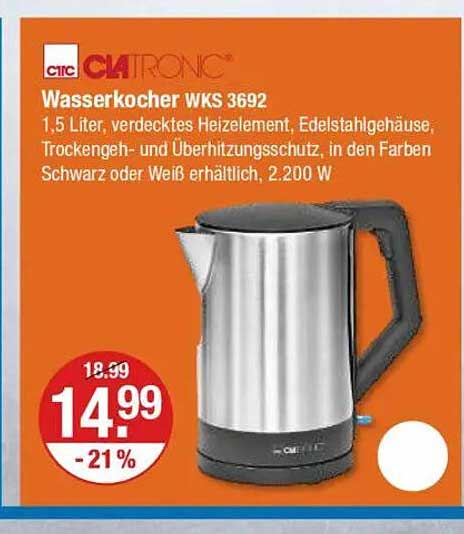 Wasserkocher WKS 3692 von Clatronic