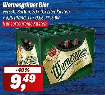 Wernesgrüner Bier - 20 x 0,5 Liter Kasten