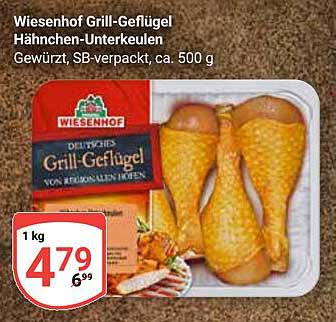Wiesenhof Grill-Geflügel Hähnchen-Unterkeulen, gewürzt, SB-verpackt, ca. 500 g