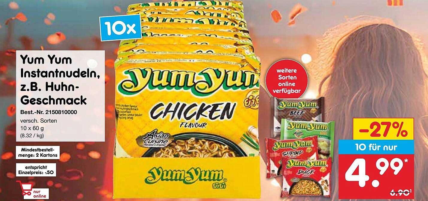 Yum Yum Instantnudeln, z.B. Huhn-Geschmack
