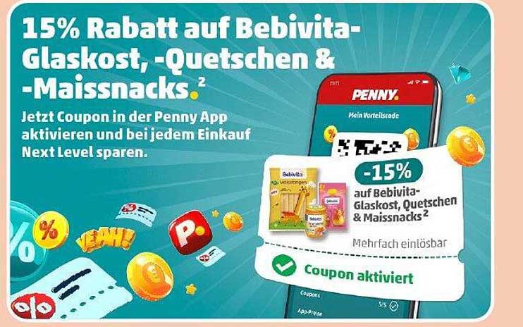 15% Rabatt auf Bebivita-Glaskost, Quetschen & Maisnsacks