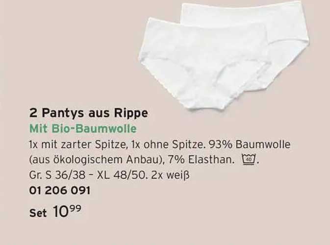 2 Pantys aus Rippe mit Bio-Baumwolle