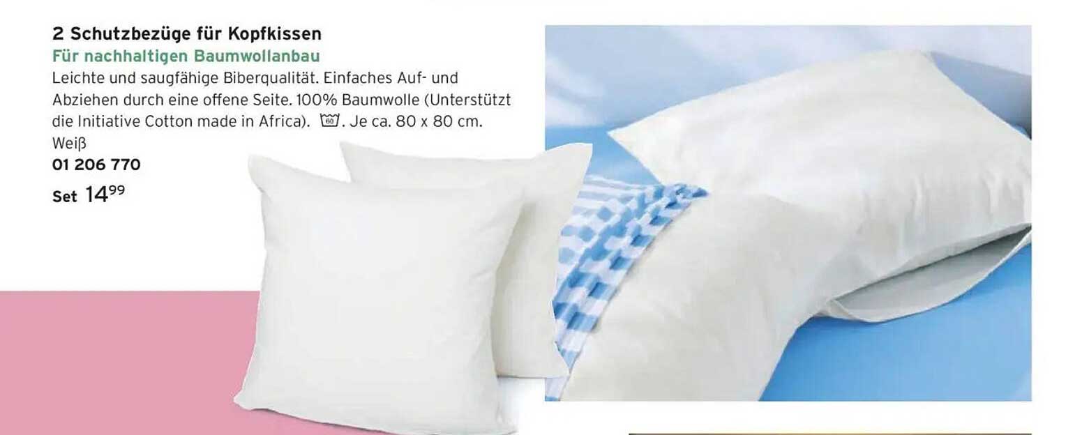 2 Schutzbezüge für Kopfkissen - Für nachhaltigen Baumwollenbau